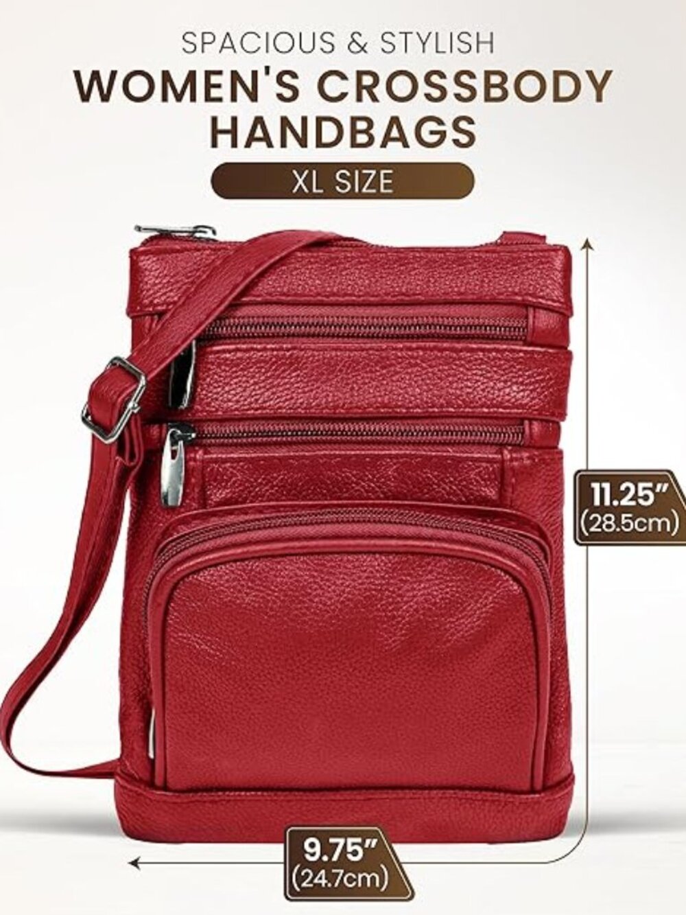 Krediz Crossbody REAL LEATHER Purse *RED*